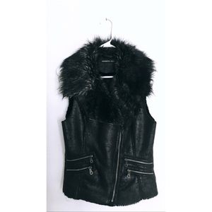 Members Only Faux Fur Leather Vest